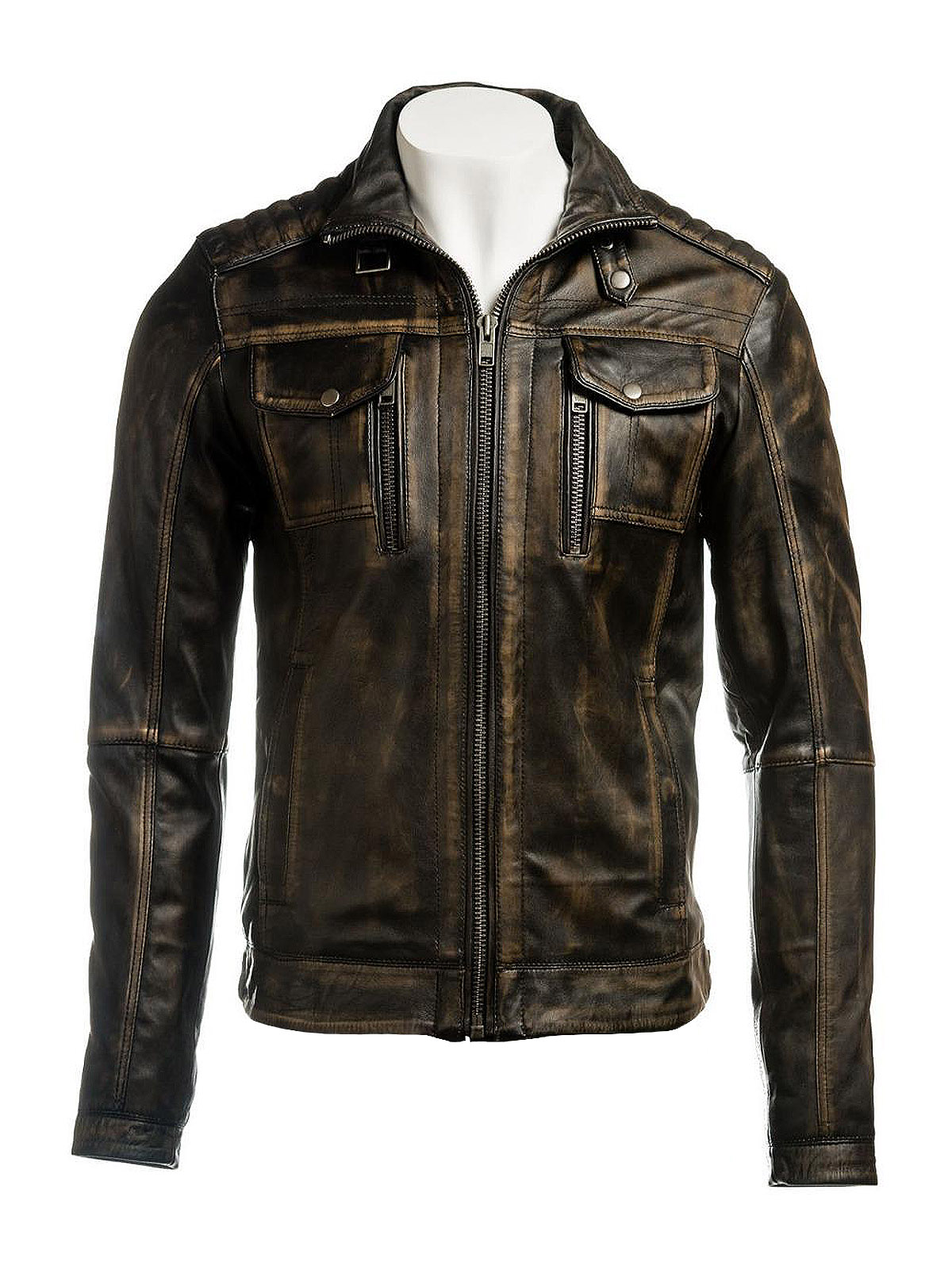 Men Vintage Biker Leather Jacket