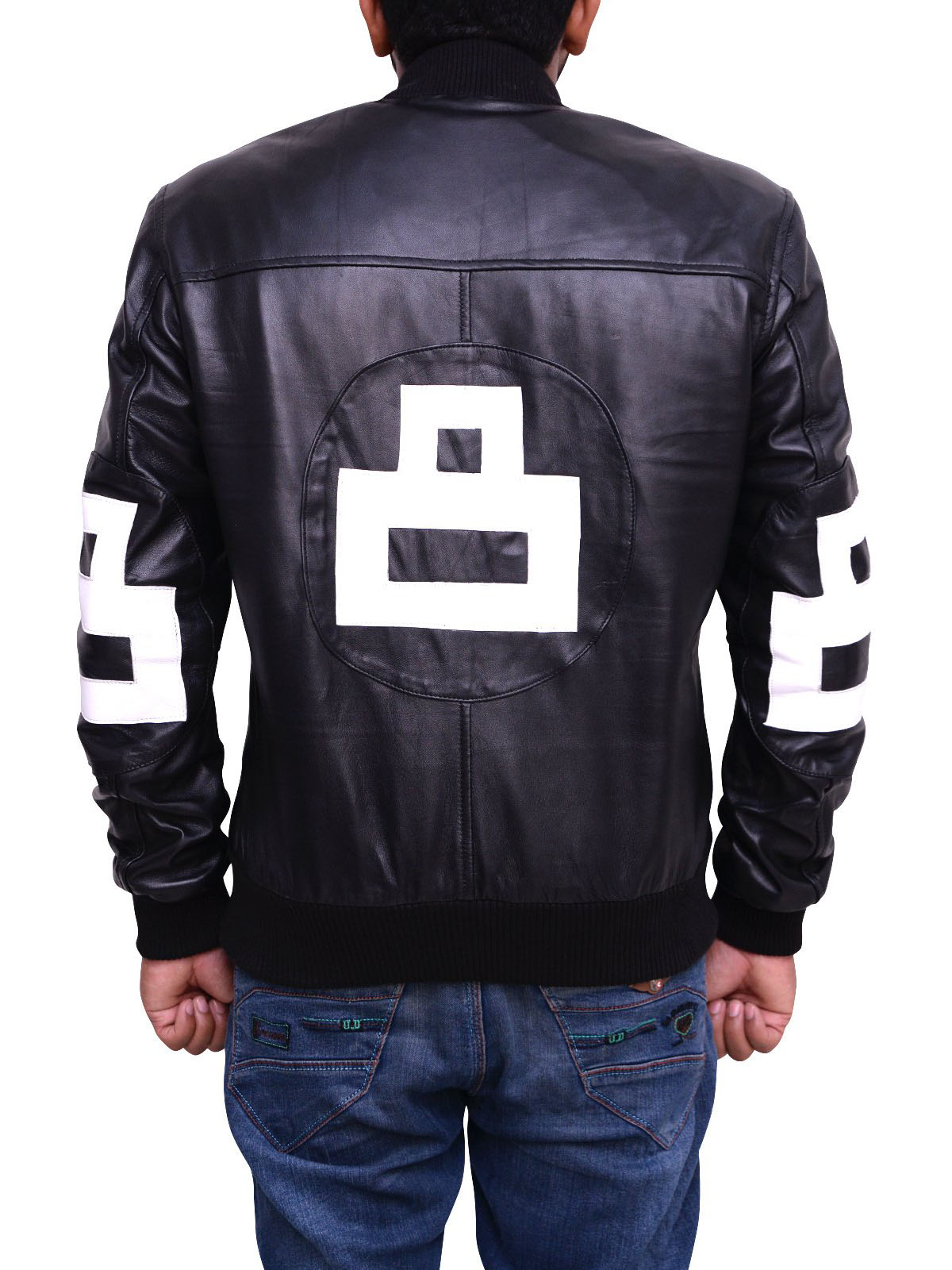 Mens 8 Ball Bomber Supreme Leather Black Jacket