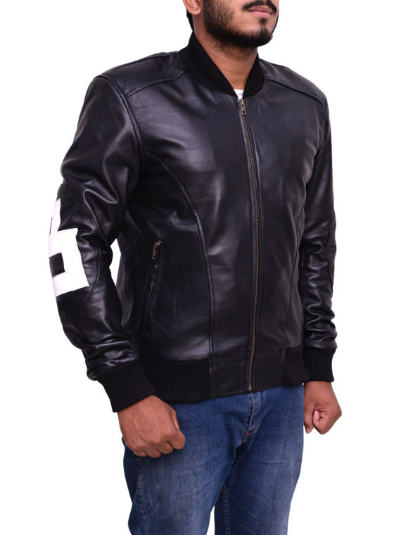 Mens 8 Ball Bomber Supreme Leather Jacket