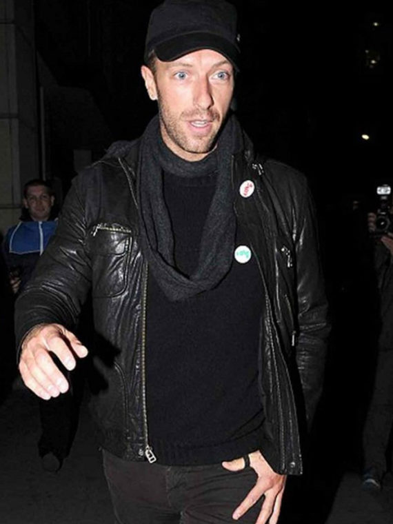 Chris Martin Coldplay Leather Hoodie Jacket