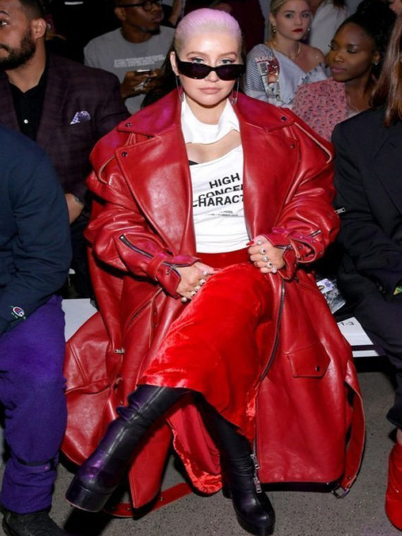 Christina Aguilera Red Trench Coat