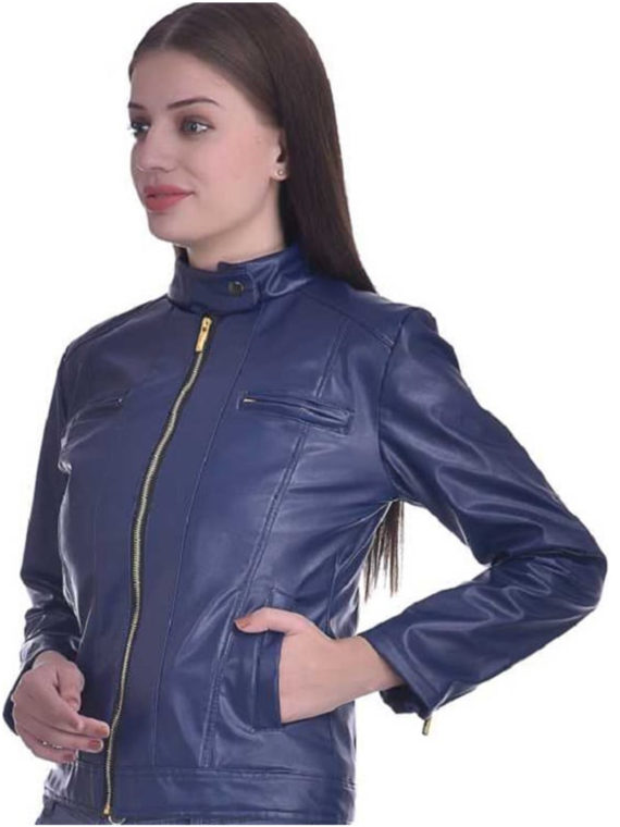 Christy World Solid Women’s Stylish Leather Jacket