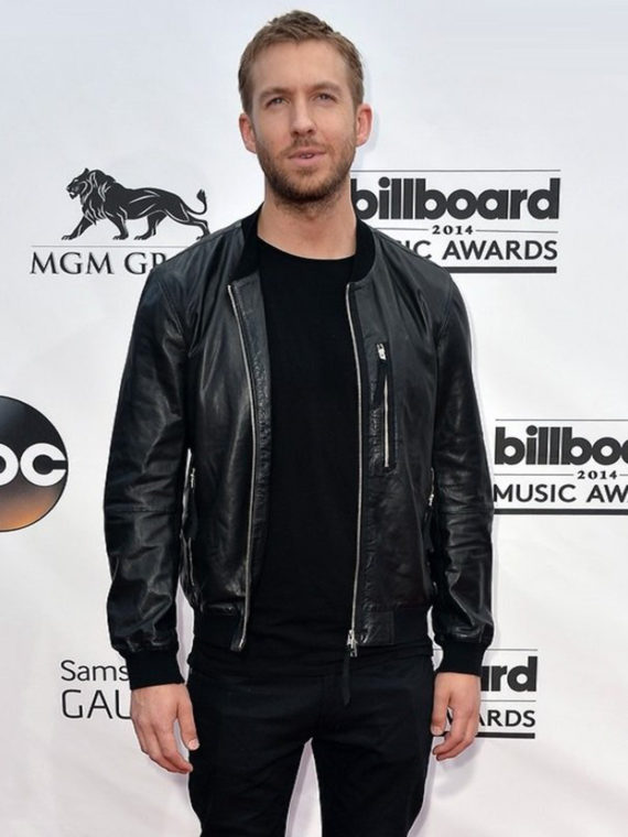 DJ Calvin Harris Black Leather Jacket