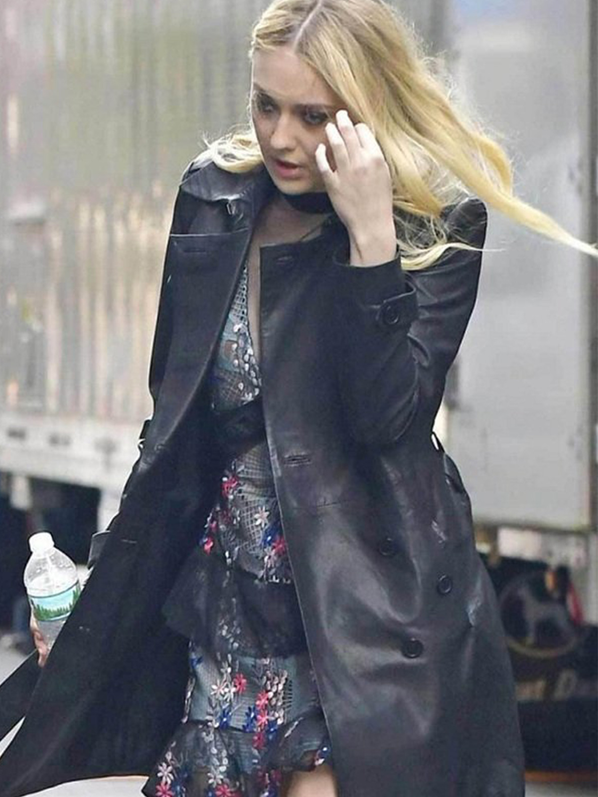 Dakota Fanning Oceans 8 Black Leather Coat