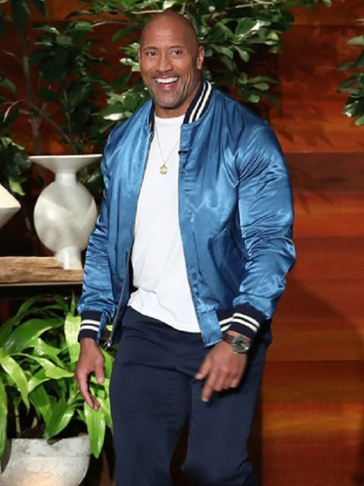 Dwayne Johnson Satin Varsity Jacket