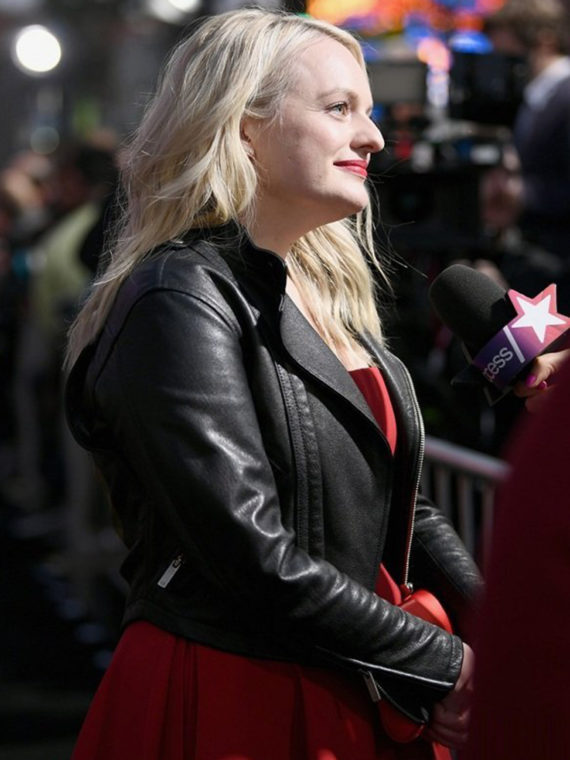 Elizabeth Moss Rocks Motorcycle Leather Jacket