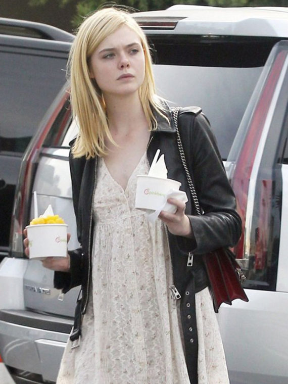 Elle Fanning Motorcycle Leather Jacket