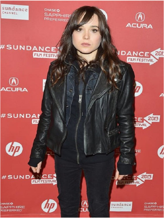 Ellen Page Black Leather Jacket