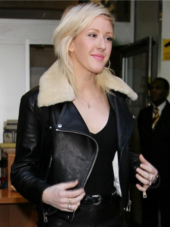 Ellie Goulding Fur Leather Jacket