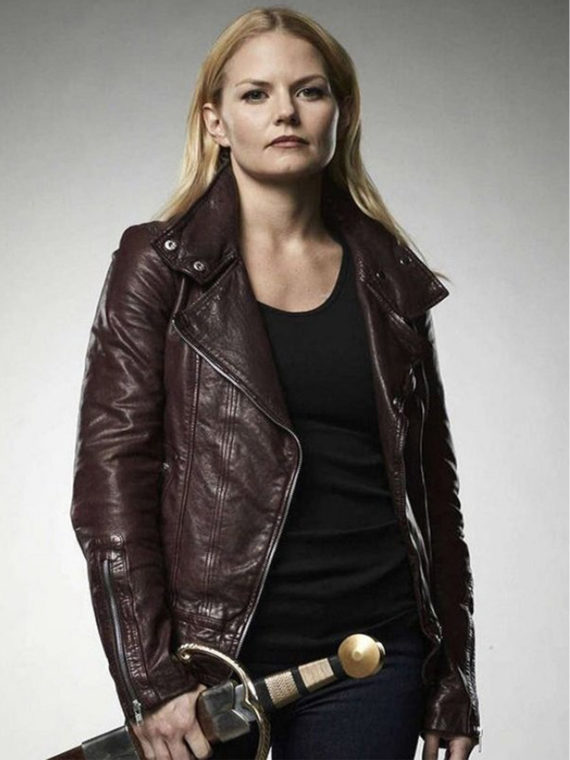 Emma Swan Maroon Leather Jacket