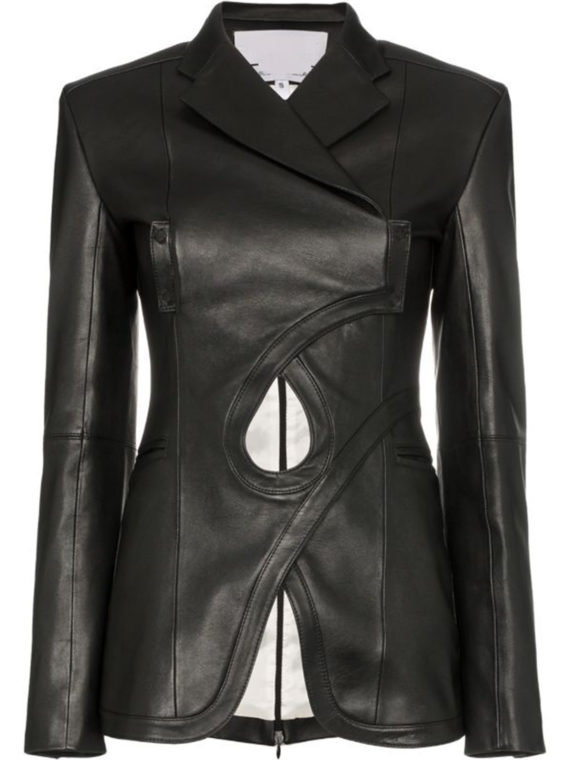 Fancy women Black leather Blazer