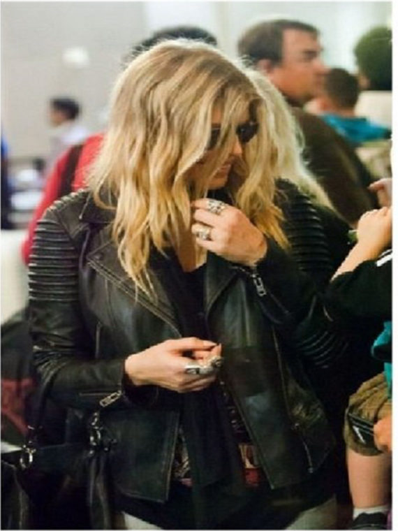 Fergie Padded Black Leather Jacket - Image 3