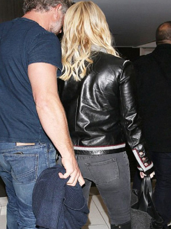 Jessica Simpson LAX Airport Black Leather Jacket - Image 4