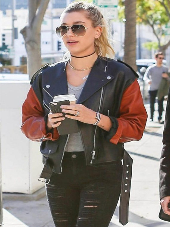 Hailey Baldwin Stylish Biker Jacket