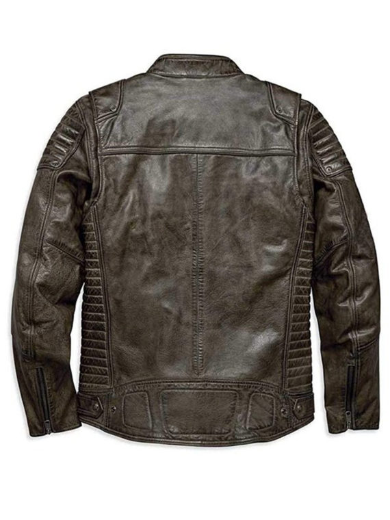 Harley Davidson Waxed Brown Leather Jacket - Image 2