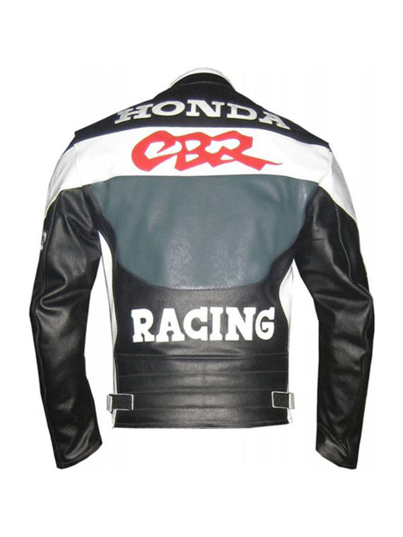 Honda CBR Racing GreyBlack Motorcycle Leather Jacket