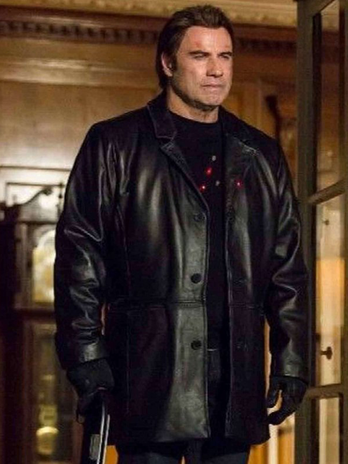 I Am Wrath John Travolta Black Leather Coat