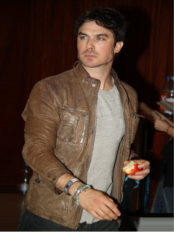 Ian Somerhalder Brown Leather Jacket