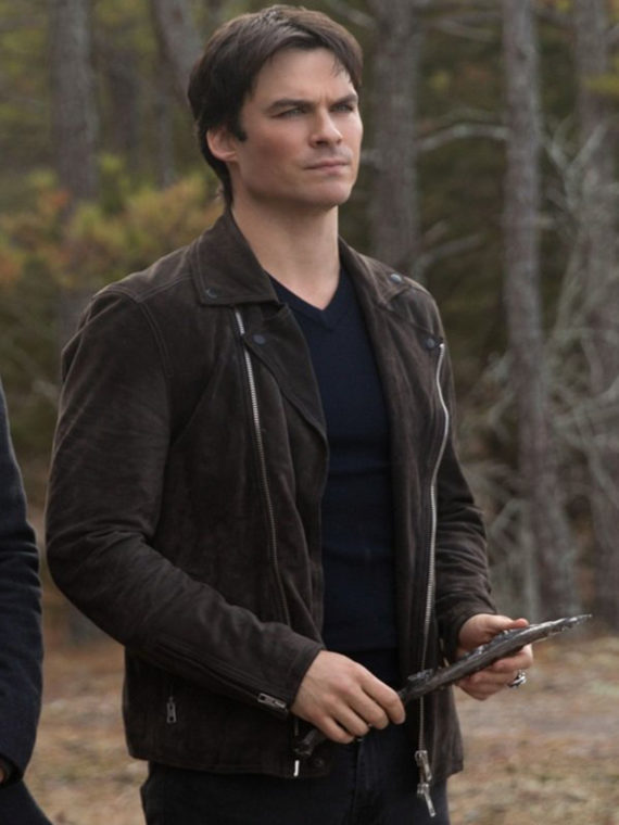 Ian Somerhalder Brown Suede Leather Jacket