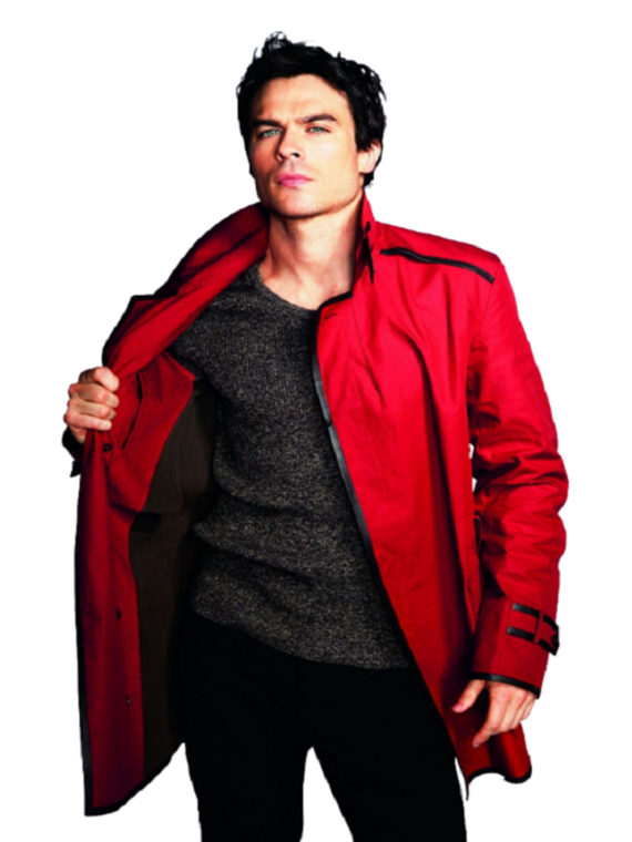 Ian Somerhalder Vampire Diaries Trench Red Coat