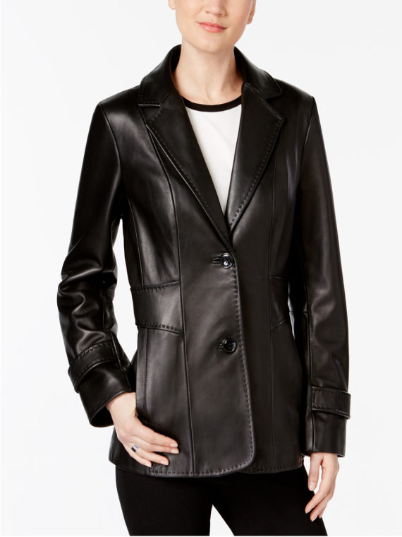 Iconic Black Leather Blazer For Women