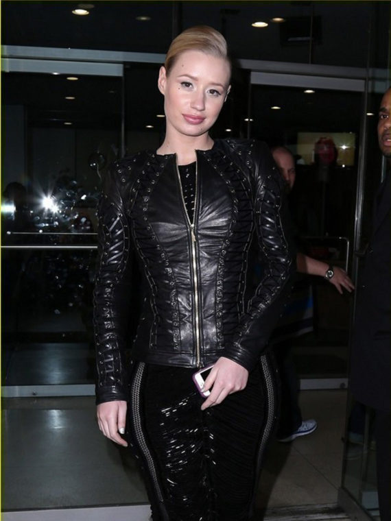 Iggy Azalea Stylish Black Leather Jacket