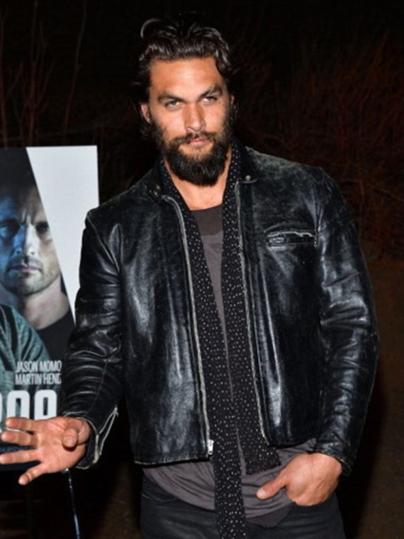 Jason Momoa Black Disressed Leather Jacket