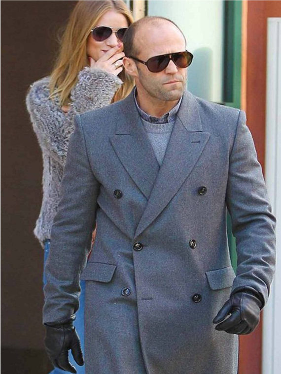 Jason Statham Grey Double Breasted Coat