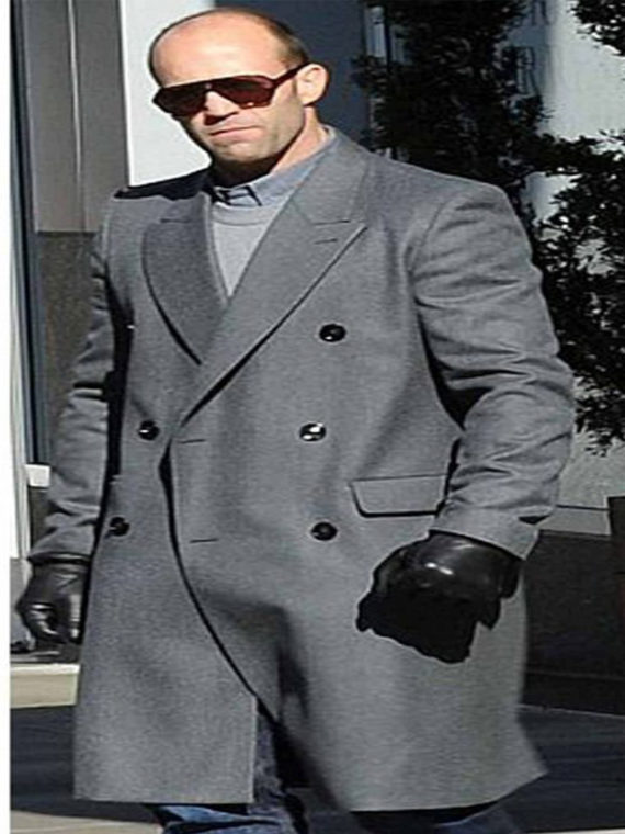 Jason Statham Grey Double Breasted Coat - Image 4