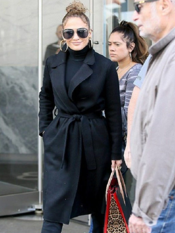 Jennifer Lopez Street Style Black Coat