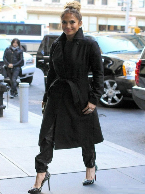 Jennifer Lopez Street Style Black Trench Coat - Image 2