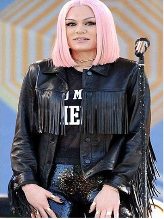 Jessie J Fringe Black Jacket