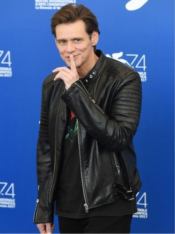 Jim Carrey Motorcycle Black Leather Jacket