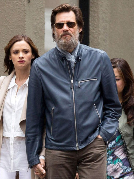 Jim Carrey NYC Blue Leather Jacket