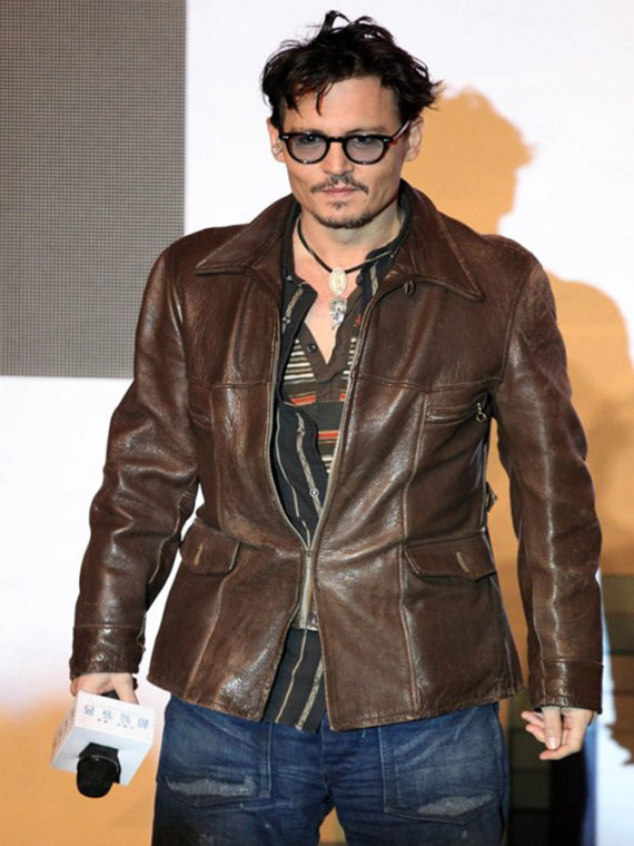 Johnny Depp Distressed Leather Jacket