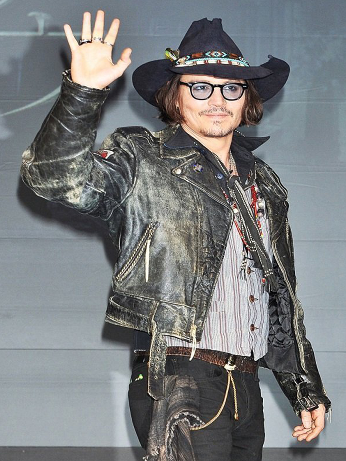 Johnny Depp Distressed Leather Jacket