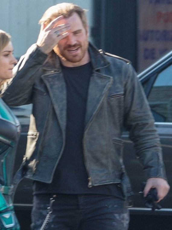 Jude Law Captain Marvel Distressed Leather Jacket