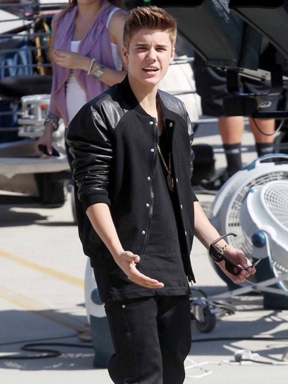 Justin Bieber Black Bomber Jacket