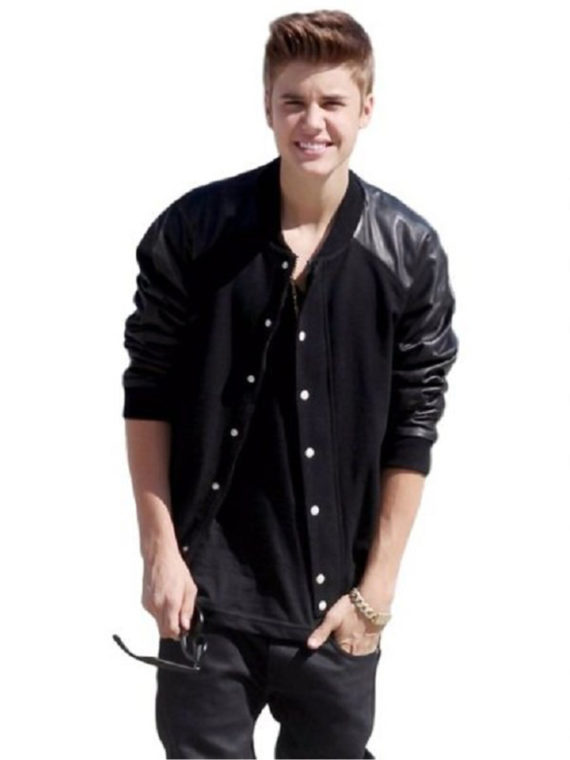 Justin Bieber Black Bomber Leather Jacket