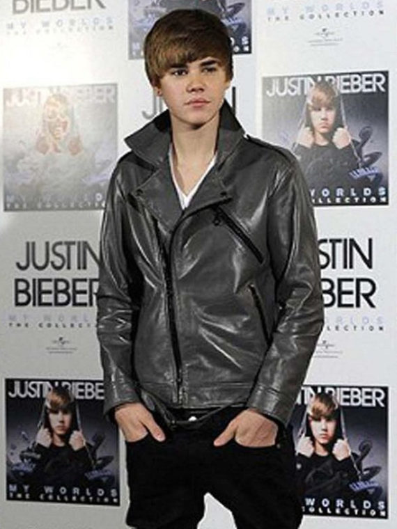 Justin Bieber Grey Leather Jacket