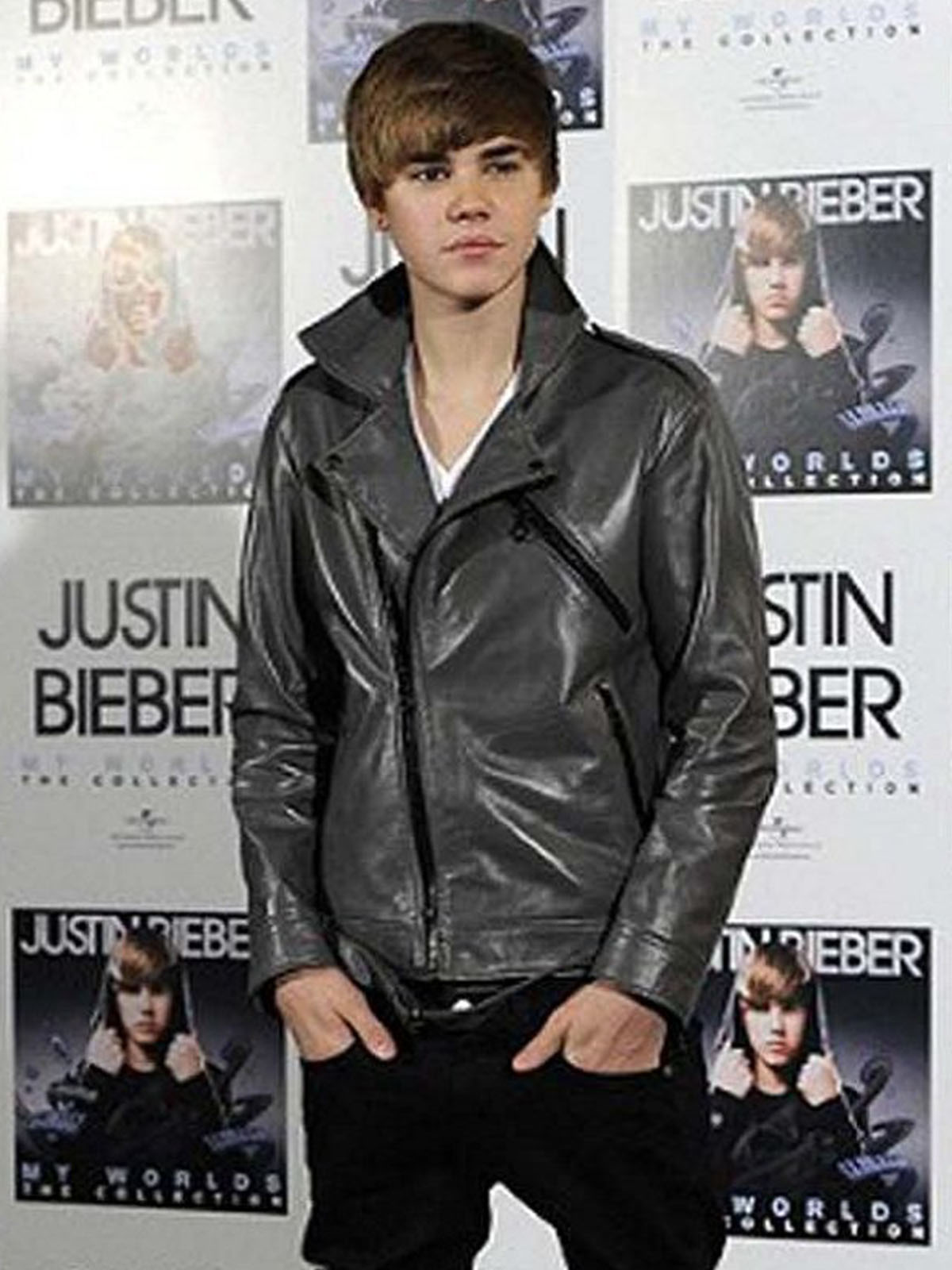 Justin Bieber Grey Leather Jacket