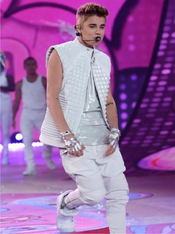 Justin Bieber Quilted White Leather Jacket