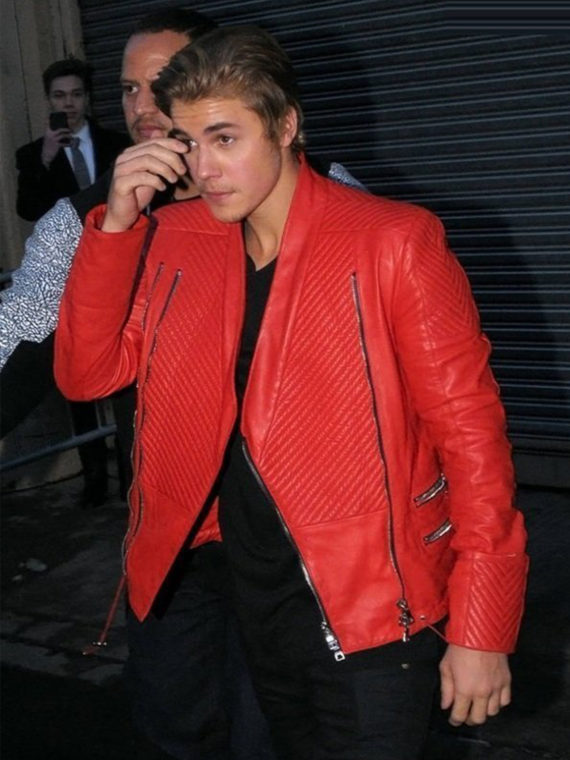 Justin Bieber Red Quilted Design Jacket