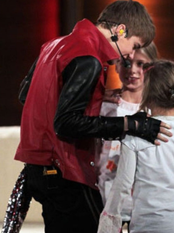 Justin Bieber Red and Black Leather Jacket