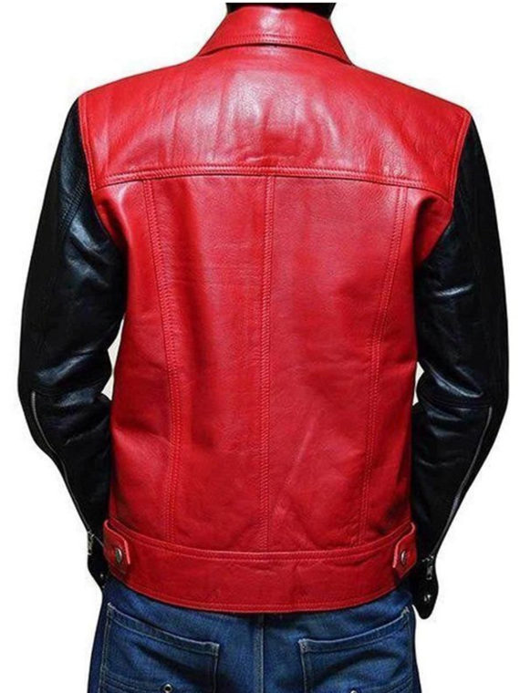 Justin Bieber Red and Leather Jacket