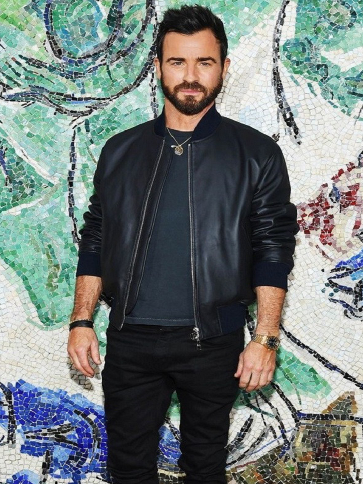 Justin Theroux Black Leather Jacket