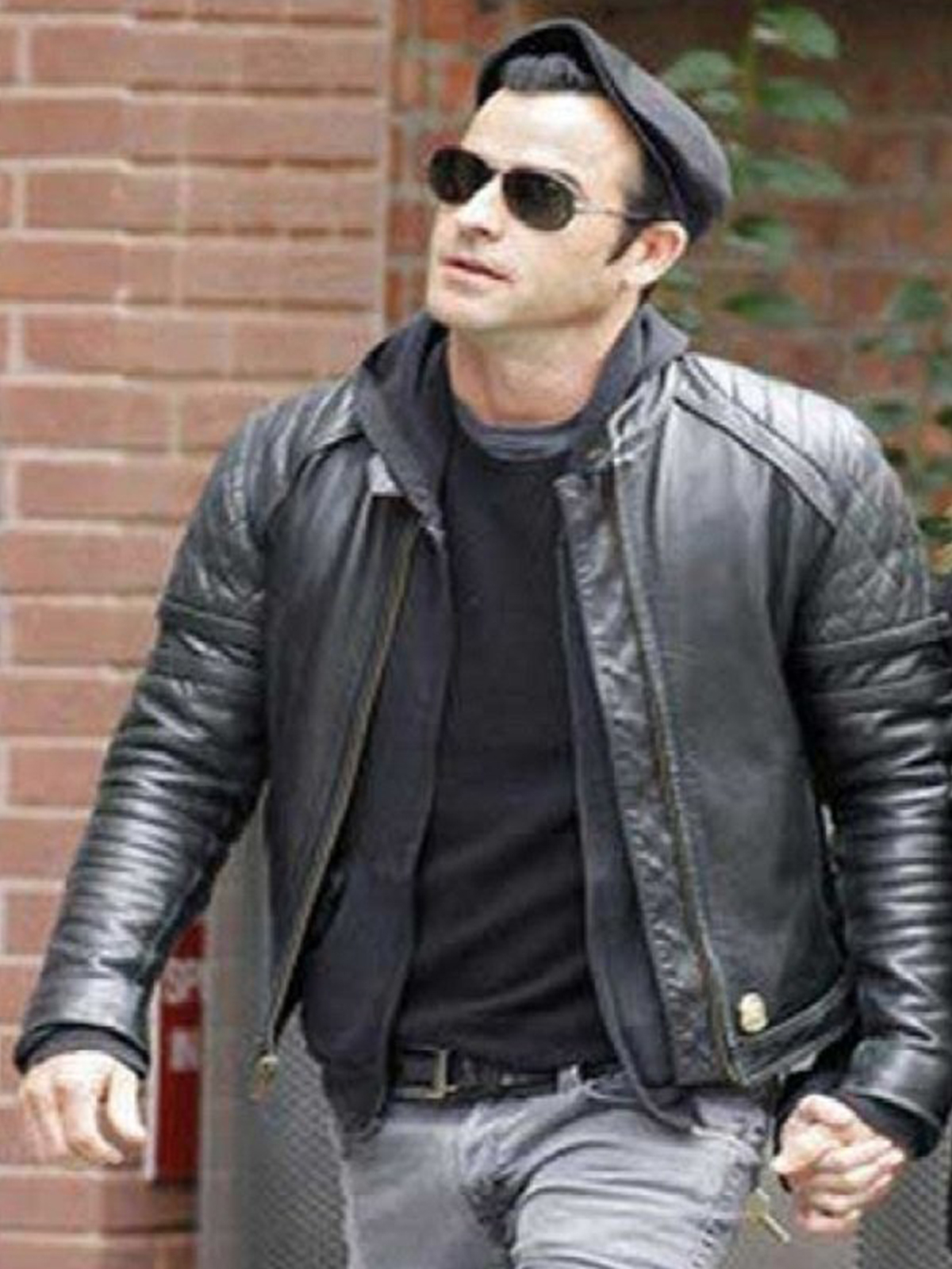 Justin Theroux Black Leather Jacket