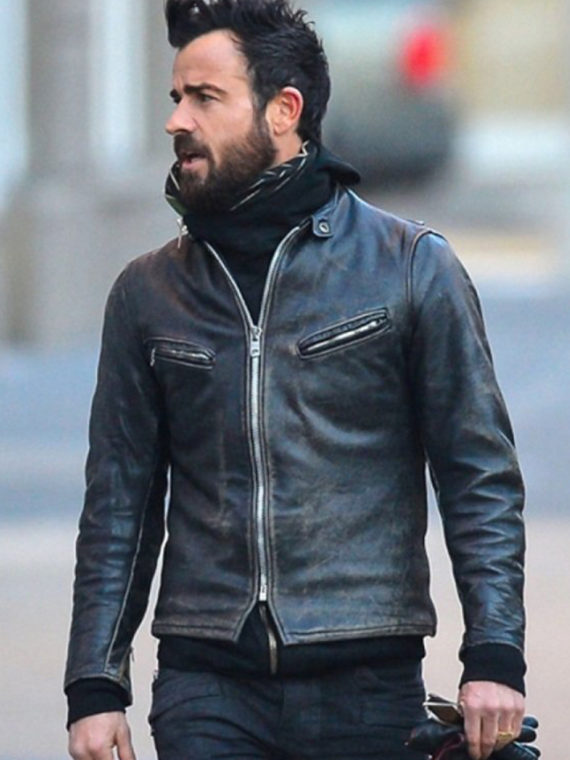 Justin Theroux Motorcycle Black Leather Jacket