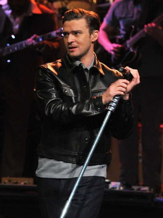 Justin Timberlake Black Leather Jacket