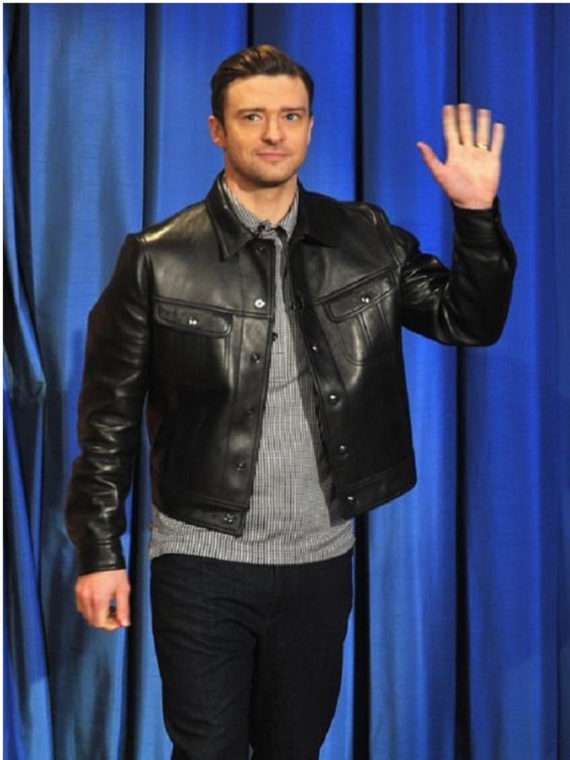 Justin Timberlake Black Leather Jacket - Image 4